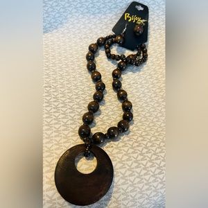 Wooden beaded jewelry set New Never Worn